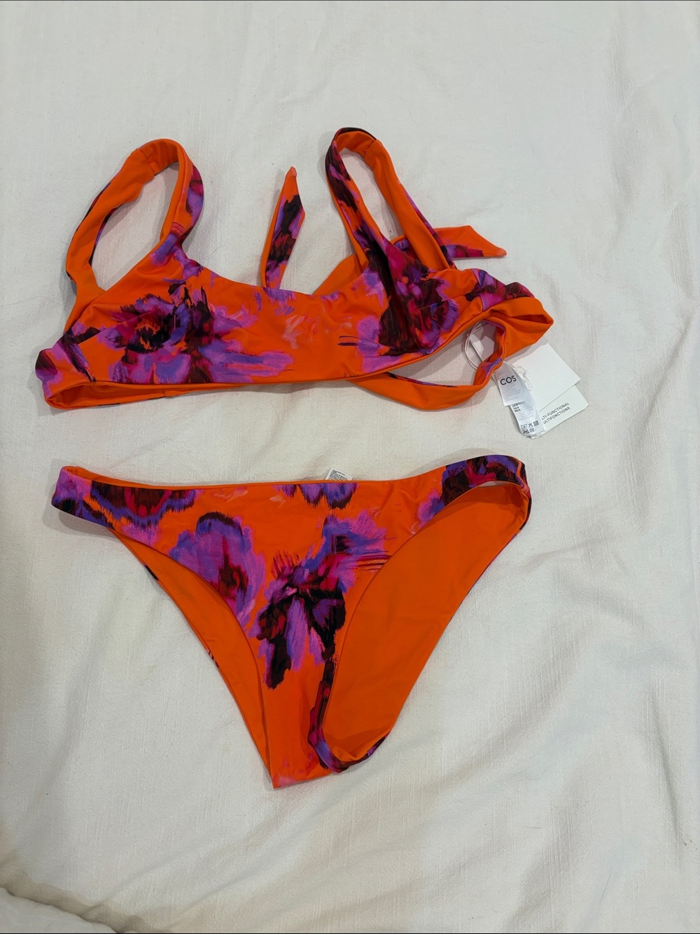 NWT COS Orange Floral Bikini Set- bottom size 8 & top size 6